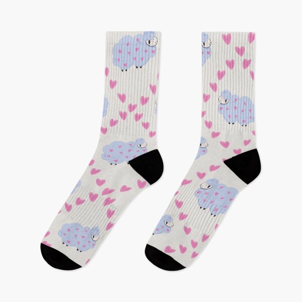 Item preview, Fluffy Blue Sheep With Pink Hearts Cozy Pattern designed and sold by EL-Lebedenko.
