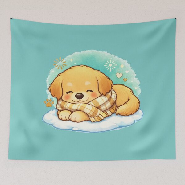 Item preview, Cozy Sleeping Golden Pup – Winter Dog Mom Snuggle Vibes designed and sold by dogmomtees.