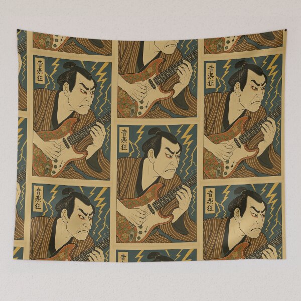 Item preview, Samurai Rocker: Ukiyo-e Warrior Shredding the Guitar Solo designed and sold by neoUKIYOE.