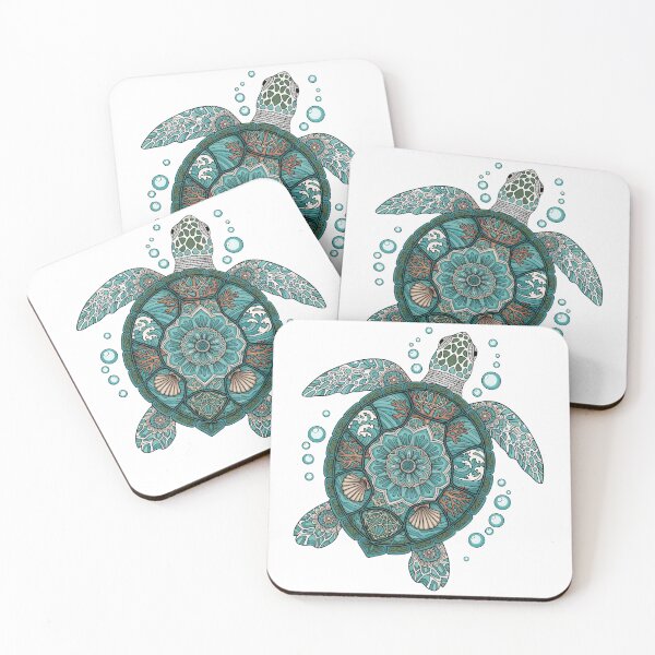 Item preview,  Teal Sea Turtle Mandala - Yoga and Mindfulness Pattern designed and sold by zoughlal.
