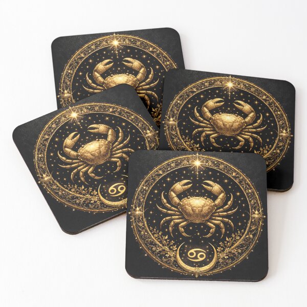 Item preview, Cancer Zodiac Emblem – Golden Crab Celestial Mandala designed and sold by MOONLITTOWER.