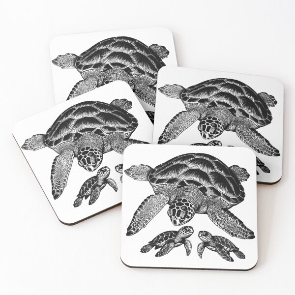 Item preview,  Mom and Baby Sea Turtle - Line Art Drawing designed and sold by zoughlal.