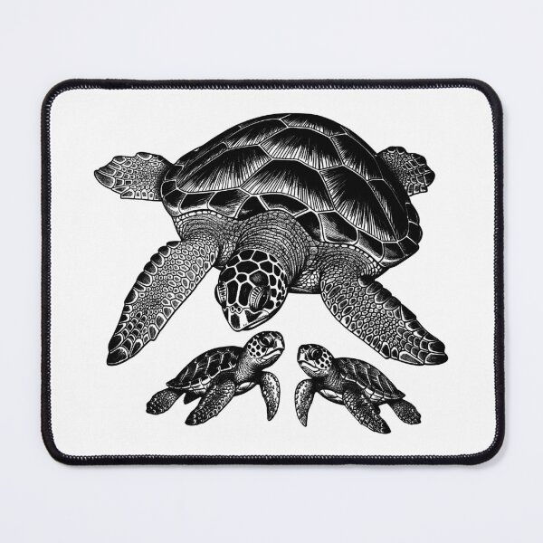 Item preview, Mom and Baby Sea Turtle - Line Art Drawing designed and sold by zoughlal.