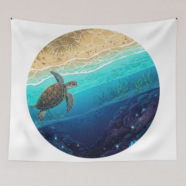 Item preview,  Aerial Beach Sea Turtle - Coastal Painting designed and sold by zoughlal.
