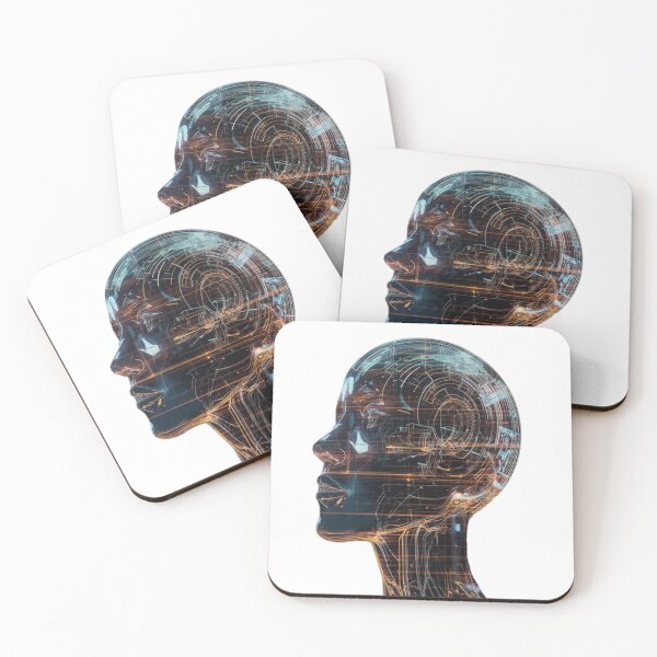 Item preview, Cybernetic Neon Head – Futuristic Sci-Fi Artwork designed and sold by Gadet100.