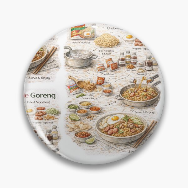 Item preview, Indomie Goreng Recipe Shirt – Hand-Drawn Indonesian Noodle Cooking Diagram Tee, Minimalist Food Illustration designed and sold by fishnsteve.