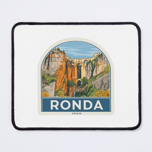 Item preview, Vintage Ronda Spain Travel Sticker Design with Puente Nuevo Bridge Illustration designed and sold by Blurbean.