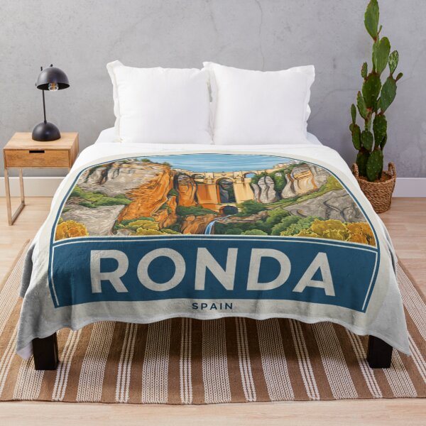Item preview, Vintage Ronda Spain Travel Sticker Design with Puente Nuevo Bridge Illustration designed and sold by Blurbean.