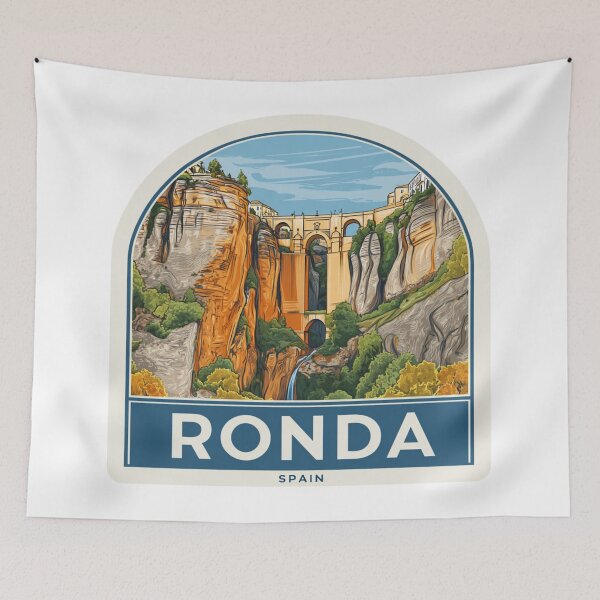 Item preview,  Vintage Ronda Spain Travel Sticker Design with Puente Nuevo Bridge Illustration designed and sold by Blurbean.
