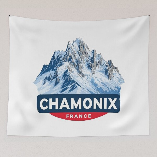Item preview, Vintage Chamonix France Alpine Mountain Sticker Design with Snow-Capped Peaks designed and sold by Blurbean.