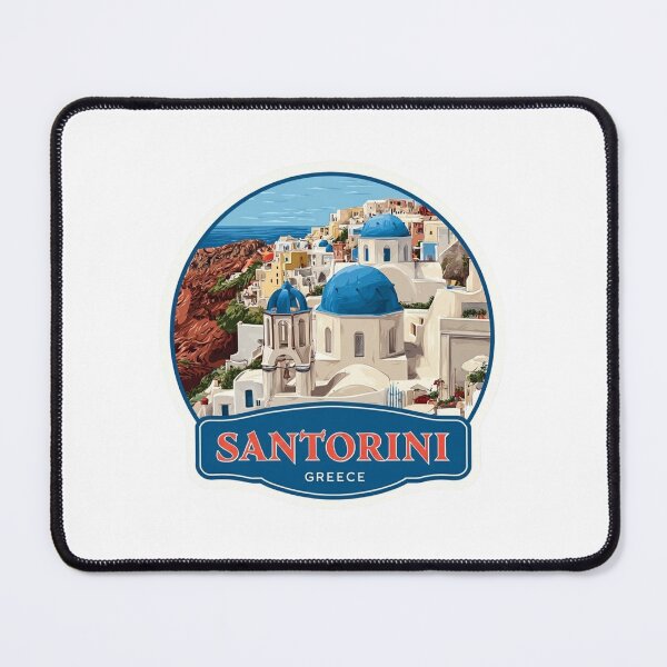 Item preview, Vintage Santorini Greece Travel Sticker with Blue Domes and Cycladic Architecture designed and sold by Blurbean.