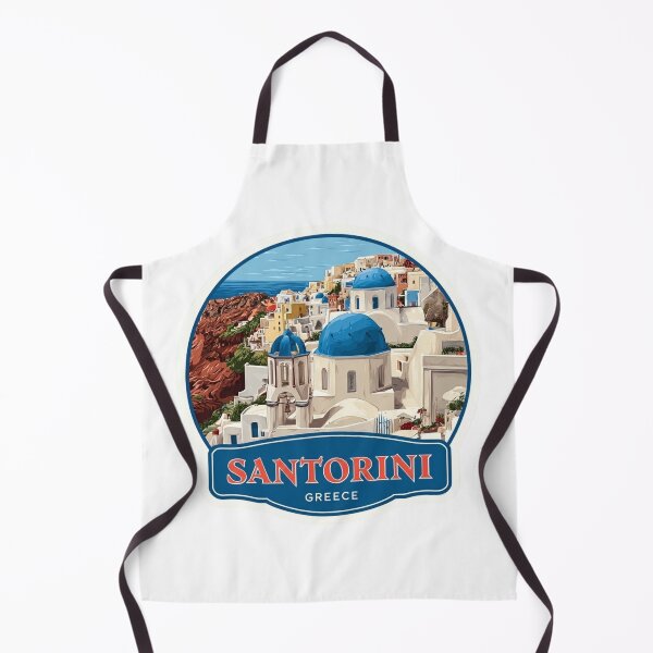 Item preview, Vintage Santorini Greece Travel Sticker with Blue Domes and Cycladic Architecture designed and sold by Blurbean.