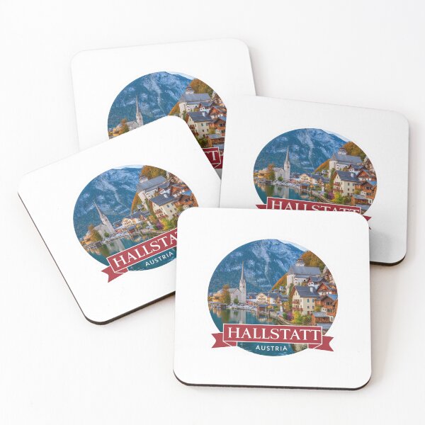Item preview, Vintage Hallstatt Austria Alpine Village Sticker with Lake and Mountain Views designed and sold by Blurbean.
