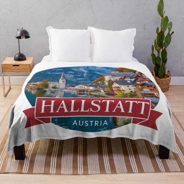 Item preview, Vintage Hallstatt Austria Alpine Village Sticker with Lake and Mountain Views designed and sold by Blurbean.