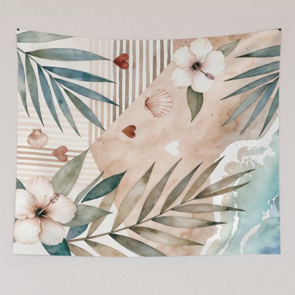 Item preview, Romantic Tropical Collage with Hibiscus Flowers designed and sold by SolaoLab.