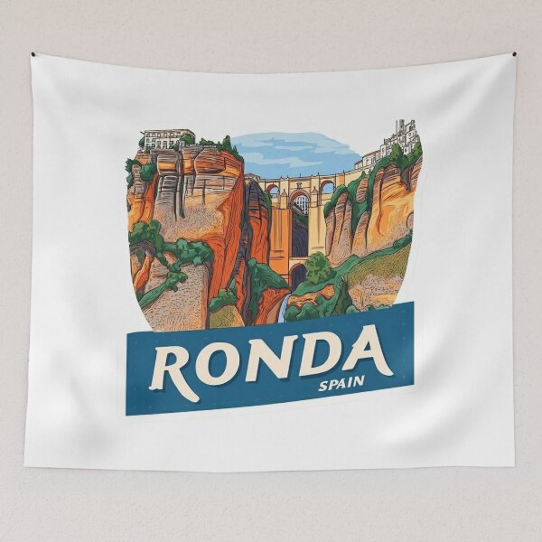 Item preview, Artistic Ronda Spain Cliff Bridge Vintage Travel Sticker with Dramatic Gorge Views designed and sold by Blurbean.