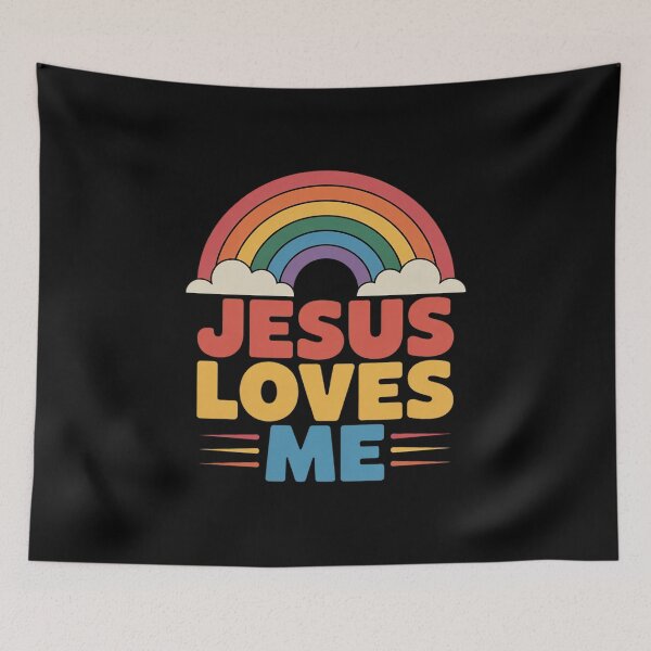Item preview, Jesus Loves Me Gay Rainbow Gay Pride Flag And Queer designed and sold by KotexTemu.