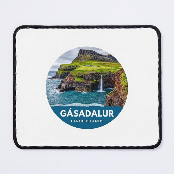 Item preview, Vintage Gásadalur Faroe Islands Waterfall Sticker with Múlafossur Cliff Views designed and sold by Blurbean.