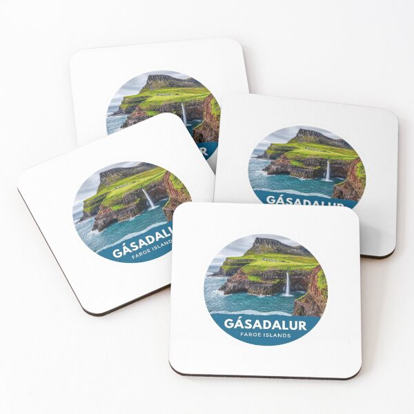 Item preview, Vintage Gásadalur Faroe Islands Waterfall Sticker with Múlafossur Cliff Views designed and sold by Blurbean.