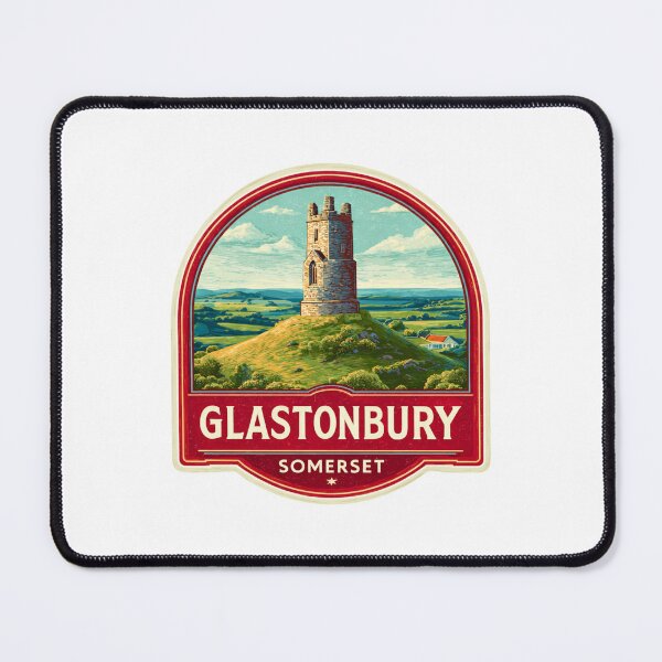 Item preview, Vintage Glastonbury Somerset Tor Tower Sticker with English Countryside Views designed and sold by Blurbean.