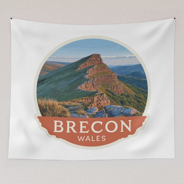 Item preview, Vintage Brecon Wales Mountain Sticker with Sandstone Ridge and Valley Views designed and sold by Blurbean.