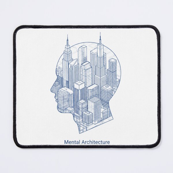 Item preview, Mental Architecture Head Silhouette - Modern Blueprint Art designed and sold by Skill_&_Stone.