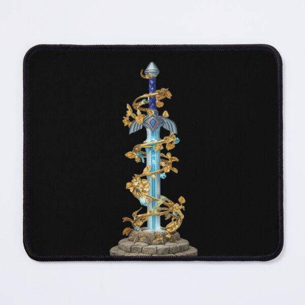 Item preview, Ethereal Frost Sword | Mythic Ice Blade with Golden Vines Fantasy Wall Art designed and sold by MonaRose_Art.