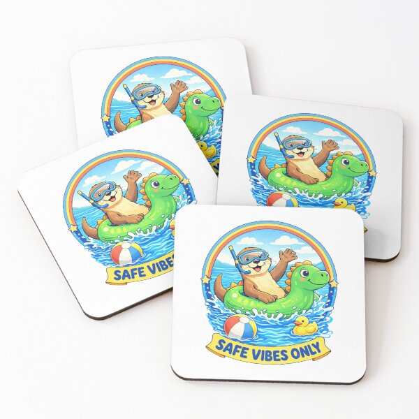 Item preview, Safe Vibes Only – Cute Otter Pool Float Illustration designed and sold by MKCREAS.