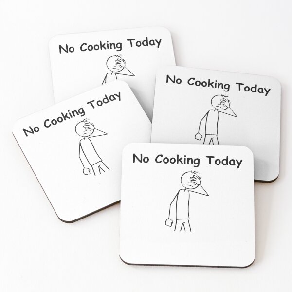 Item preview, No Cooking Today – Funny Sad Figure Sarcastic Pun, Stick Man Figure Joke Slogan, Kitchen & Food Humor Gift Idea designed and sold by adjamine.