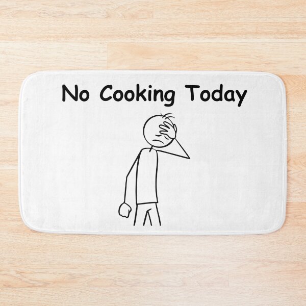 Item preview, No Cooking Today – Funny Sad Figure Sarcastic Pun, Stick Man Figure Joke Slogan, Kitchen & Food Humor Gift Idea designed and sold by adjamine.