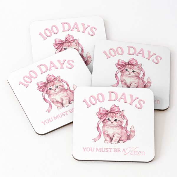 Item preview, Coquette Bow Kitten Cute 100 Days of School for Girls Kids designed and sold by UniTeeCo.