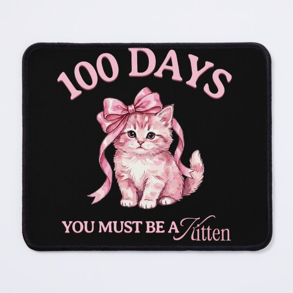 Item preview, Coquette Bow Kitten Cute 100 Days of School for Girls Kids designed and sold by UniTeeCo.