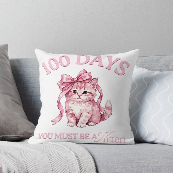 Item preview, Coquette Bow Kitten Cute 100 Days of School for Girls Kids designed and sold by UniTeeCo.