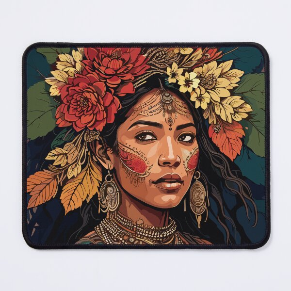 Item preview, Tribal beauty I Tribal Flower Goddess I Ethereal Indigenous Woman Fantasy Art designed and sold by PrithviApparels.
