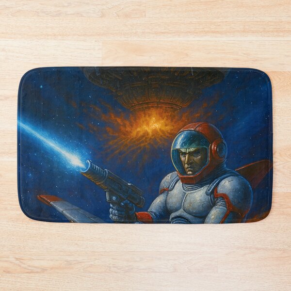 Item preview, Astronaut Space Battle Against Giant Warship Sci Fi Art designed and sold by PandaTShirtShop.