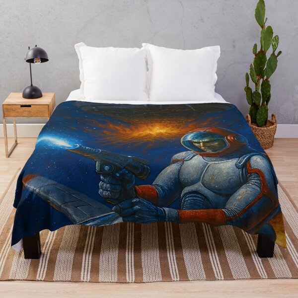 Item preview, Astronaut Space Battle Against Giant Warship Sci Fi Art designed and sold by PandaTShirtShop.