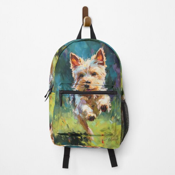 Item preview, A playful Yorkshire Terrier running across a lively park scene, Dogs in Motion designed and sold by CDC40.