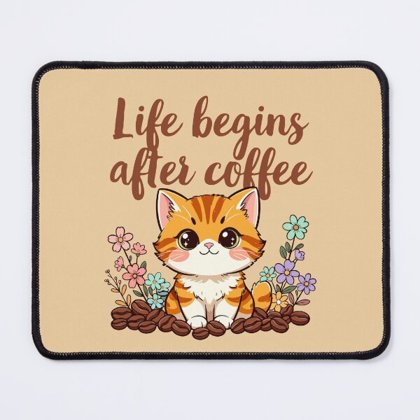 Item preview, Life Begins After Coffee - Cute Kawaii Style Cat designed and sold by Blooms & Paws Haven .