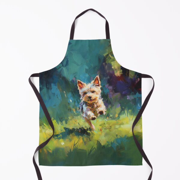Item preview, A playful Yorkshire Terrier running across a lively park scene, Dogs in Motion designed and sold by CDC40.