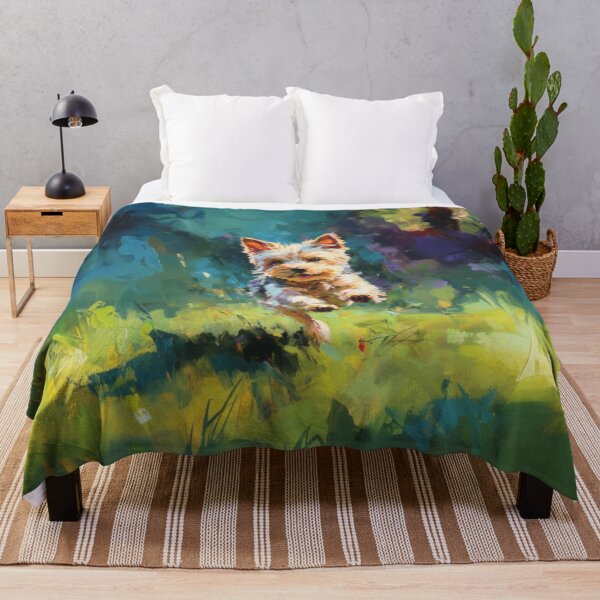 Item preview, A playful Yorkshire Terrier running across a lively park scene, Dogs in Motion designed and sold by CDC40.