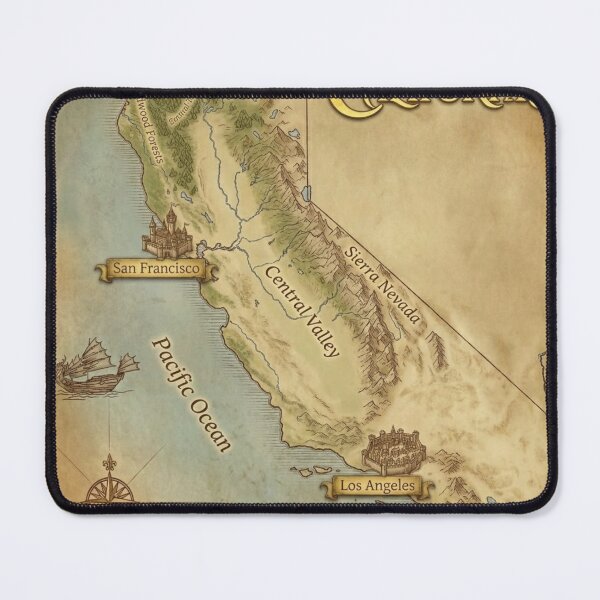 Item preview, The Golden Realm of California: Fantasy RPG Map Art designed and sold by Life is Just a Fantasy.