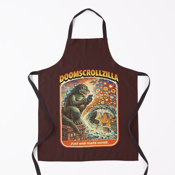 Item preview, OOMSCROLLZILLA – Retro Kaiju Doomscrolling Meme Poster “Just One More Scroll” designed and sold by BeetleDots.