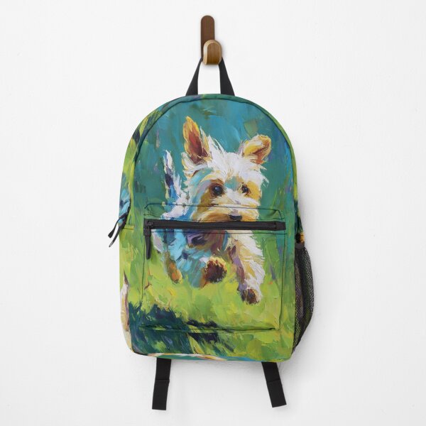 Item preview, A playful Yorkshire Terrier running across a lively park scene, Dogs in Motion designed and sold by CDC40.