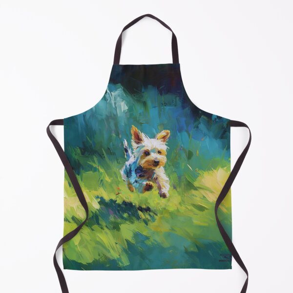 Item preview, A playful Yorkshire Terrier running across a lively park scene, Dogs in Motion designed and sold by CDC40.