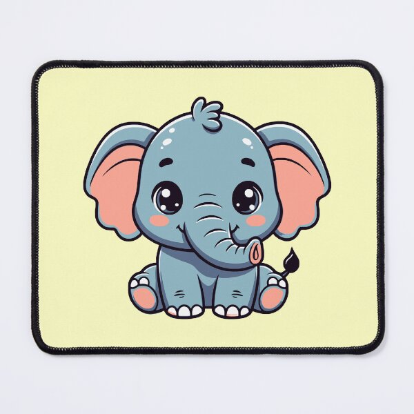 Item preview, Adorable Kawaii Blue Baby Elephant - Soft Yellow Background designed and sold by Blooms & Paws Haven .