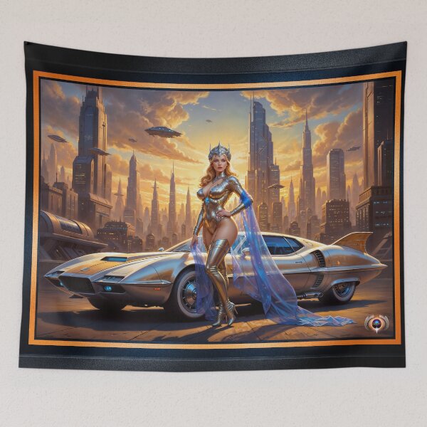 Item preview, Fusion Beauty Liora Vossfeldt Amidst Deblian Metropolis Striking AI Concept Art by Xzendor7 designed and sold by Xzendor7 Digital Art Creations.