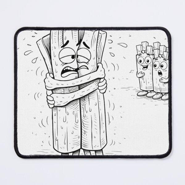 Item preview, Cold Fries Hugging Themselves – Relatable Cute Food Doodle (Black & White Line Art) designed and sold by ComedyInkFactor.