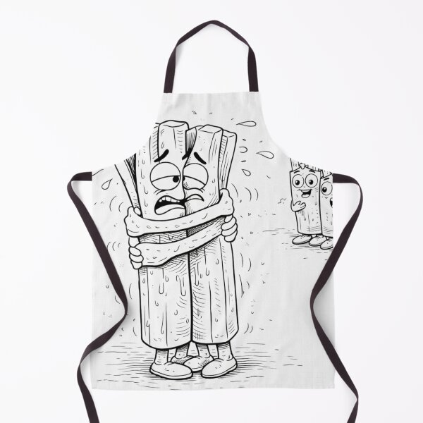 Item preview, Cold Fries Hugging Themselves – Relatable Cute Food Doodle (Black & White Line Art) designed and sold by ComedyInkFactor.