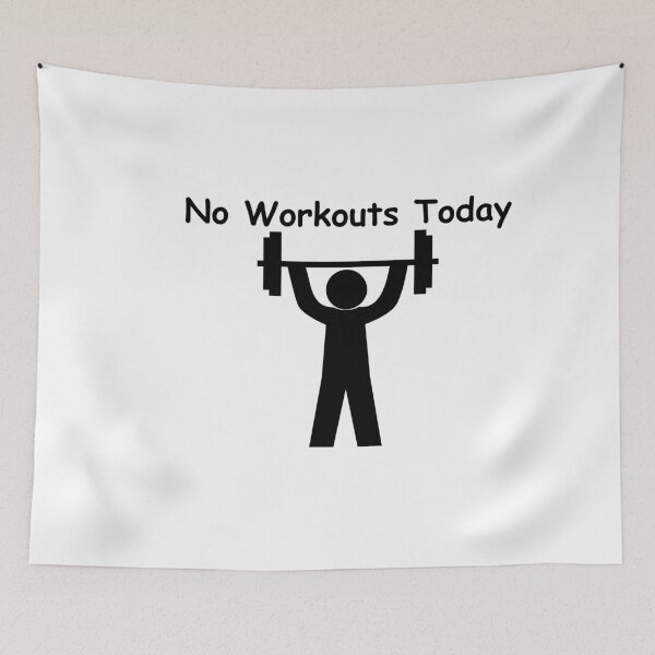 Item preview, No Workout Today – Funny Sad Figure Sarcastic Pun Sports, Funny Stick Man Figure Joke Slogan Gift Idea designed and sold by adjamine.
