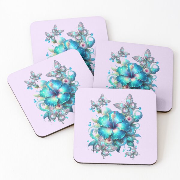 Item preview, Blue fantasy flower with pretty butterflies designed and sold by LoneAngel.